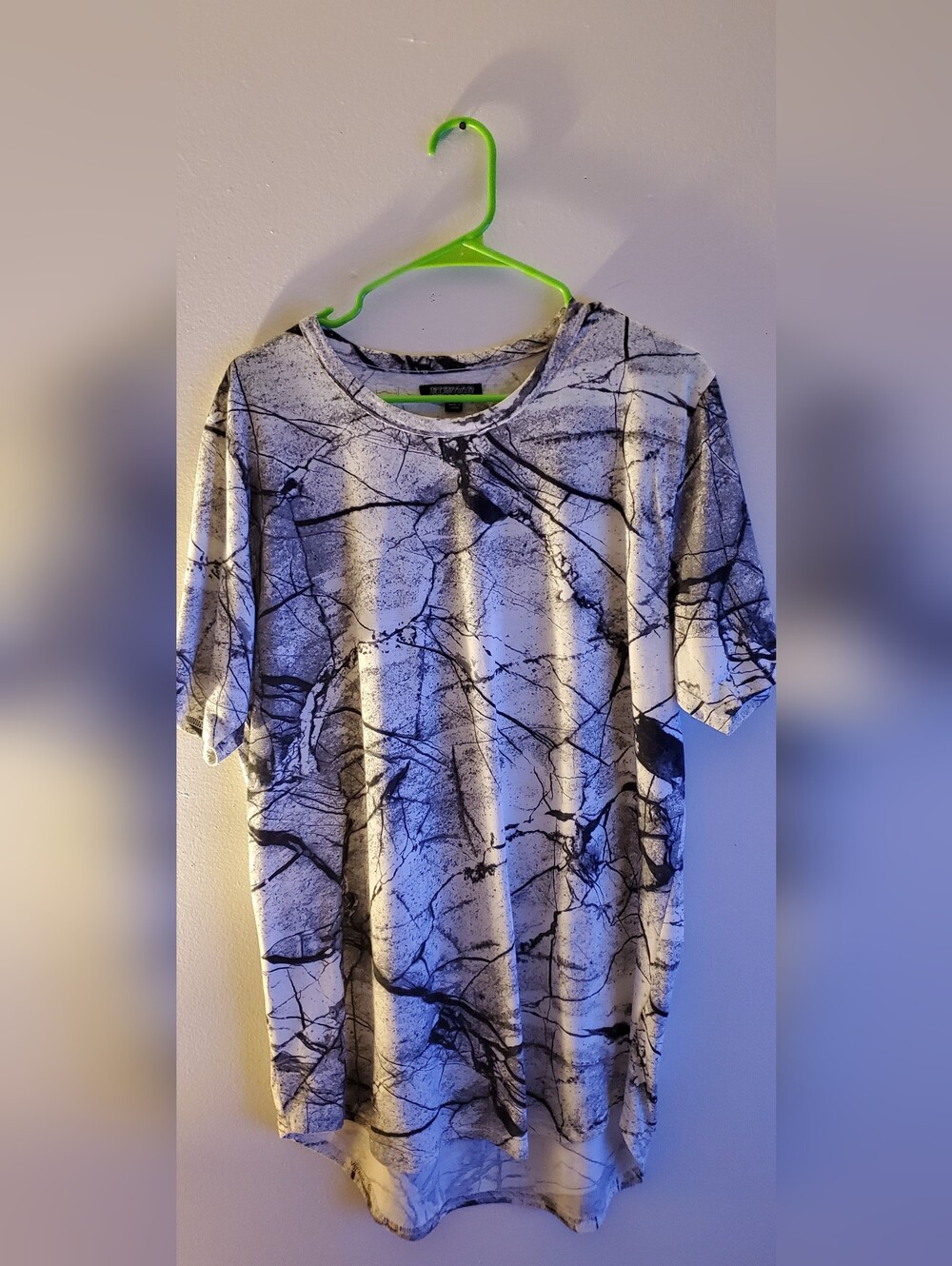 Men's Marble-Print Short Sleeve Shirt - Black & White